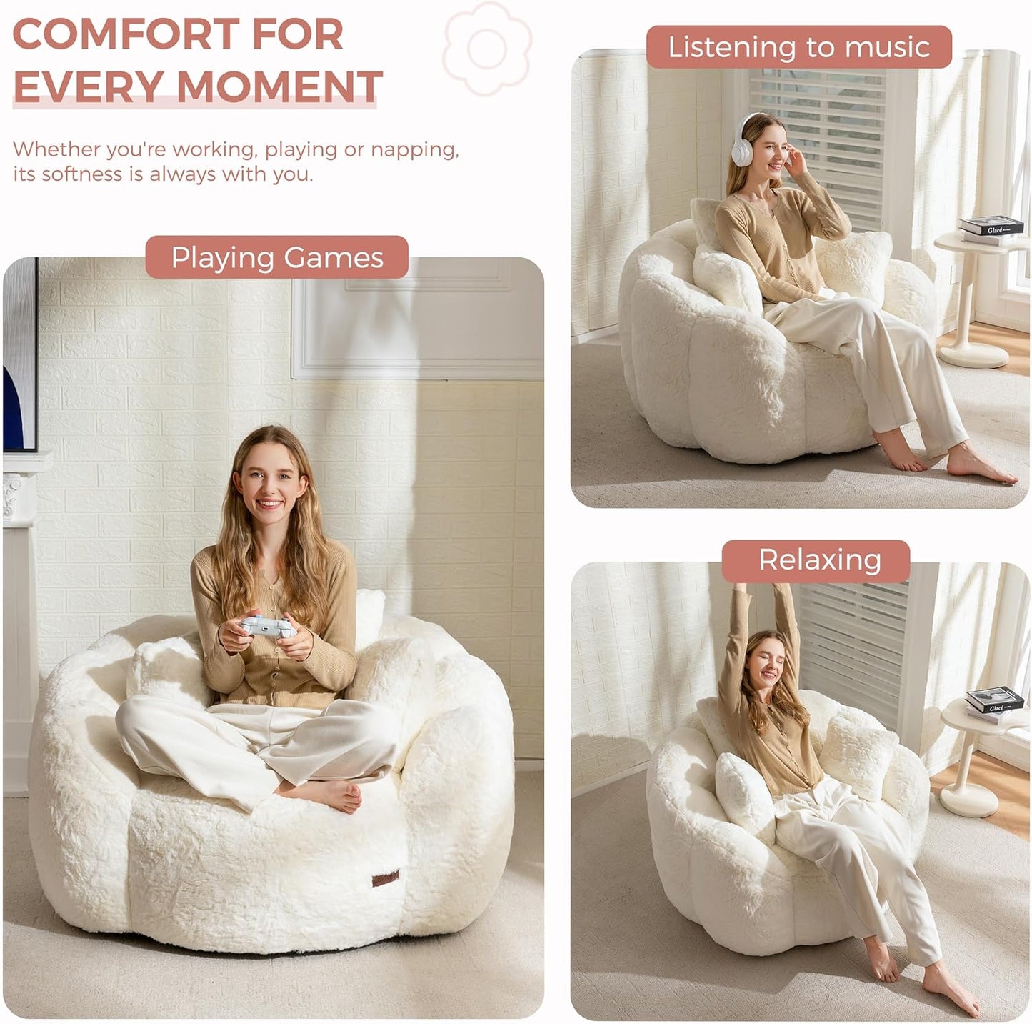 Cozy Floral Bean Bag Chair